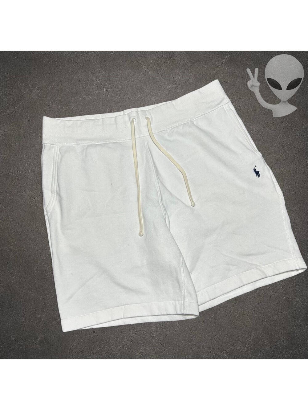 Polo Ralph Lauren Mens XL White Double Knit Tech Sweat Shorts Drawstring